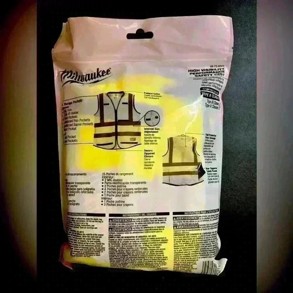 [NEW] Milwaukee Polyester Performance Safety Vest High Visibility Yellow S/M - Picture 2 of 3